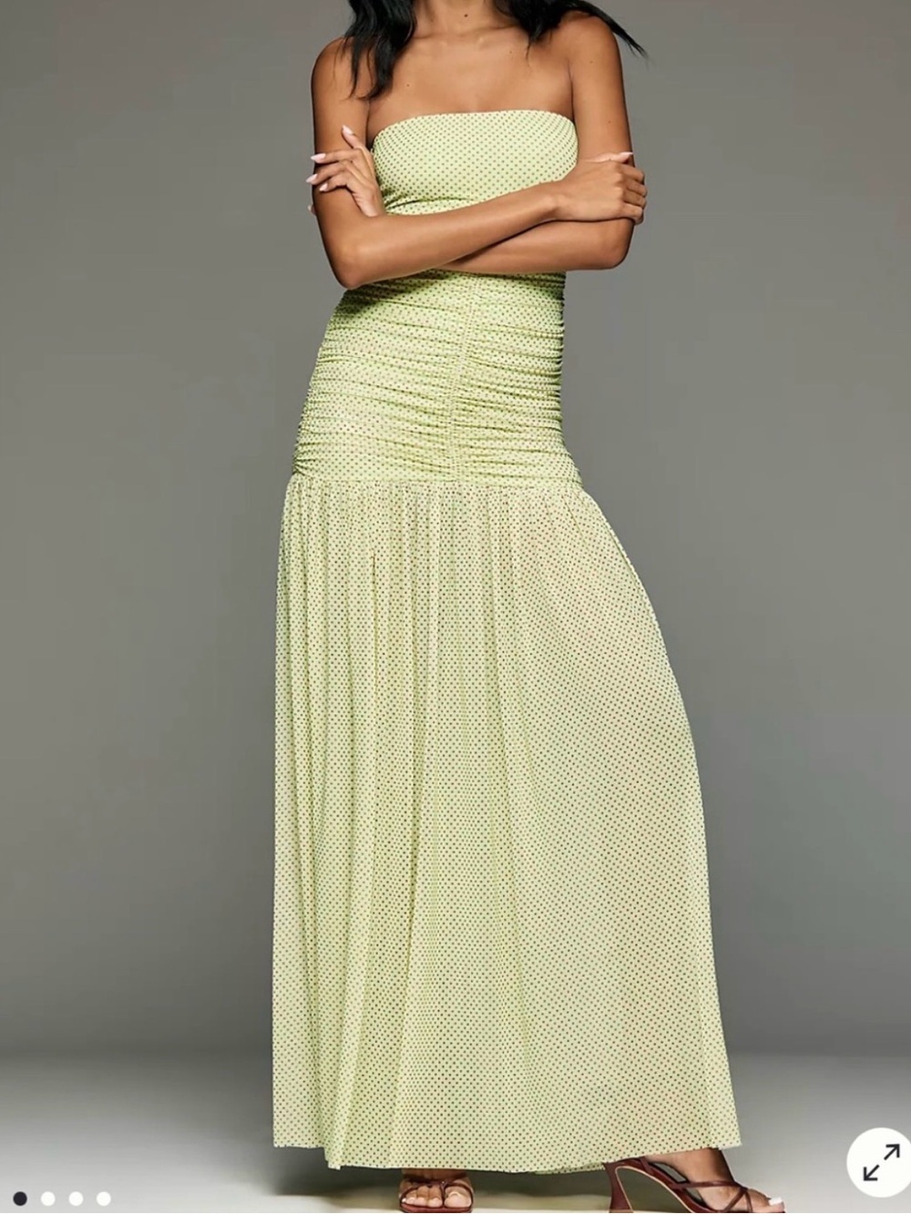 AFRM strapless polka dot maxi dress